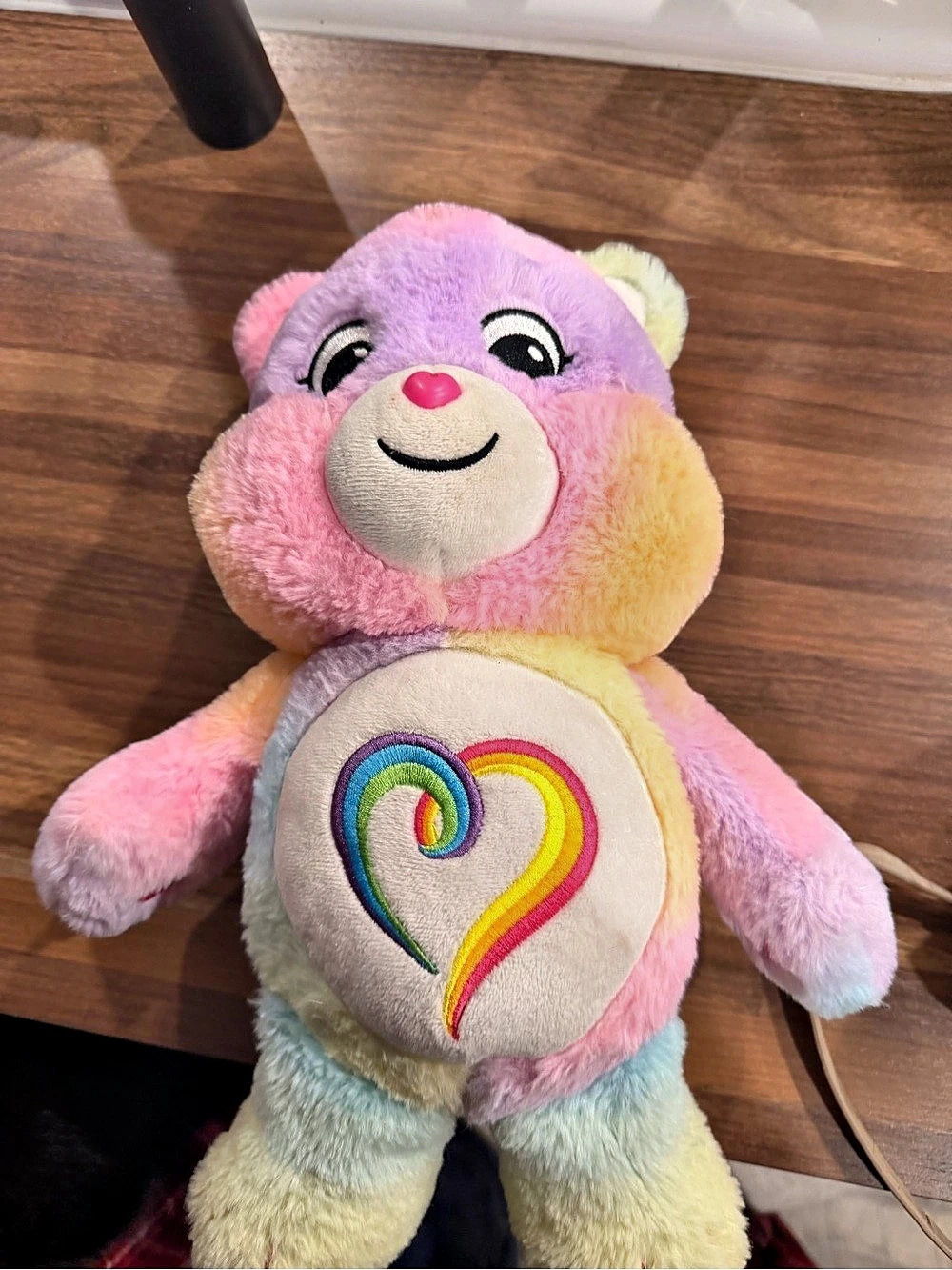 Vintage Care Bear Togetherness Bear Rainbow Heart Plush Toy